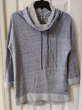 Calvin Klein Jeans Women's Blue 3/4 Sleeve Cowl Neck Pullover Sweater Small